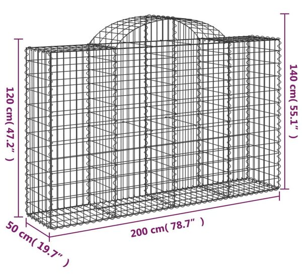 VidaXL Íves Gabion Kosár Szett - 12 db - 200x50x120/140 cm
