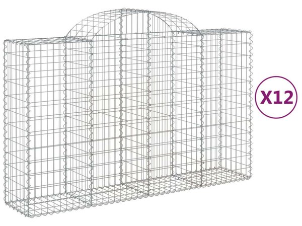 VidaXL Íves Gabion Kosár Szett - 12 db - 200x50x120/140 cm