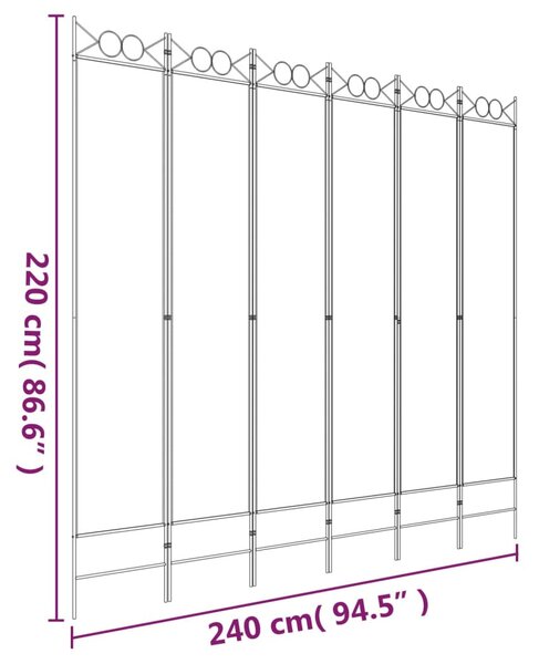 6-paneles fekete szövet térelválasztó 240x220 cm