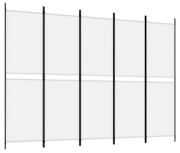 Fehér 5 paneles paraván 250x180 cm szövet