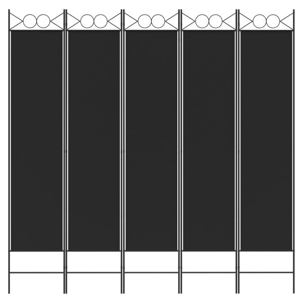 5 paneles fekete szövet térelválasztó 200x200 cm