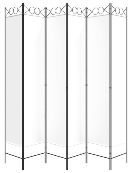 6-paneles fehér szövet térelválasztó 240x220 cm