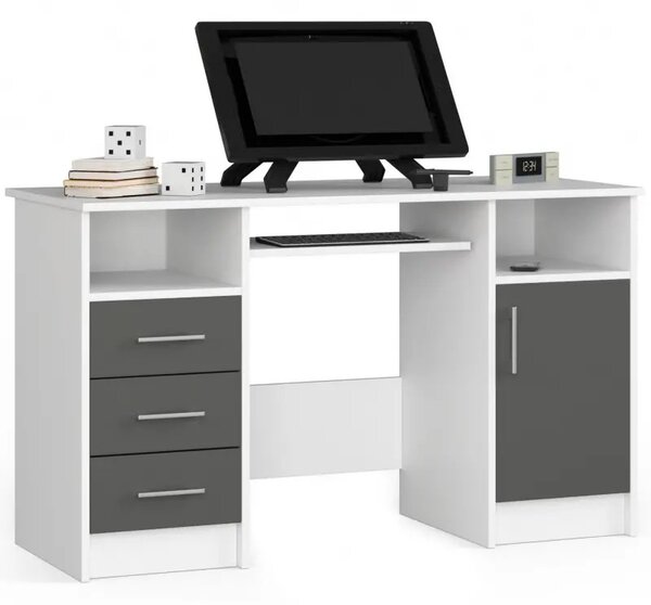 Íróasztal - Akord Furniture - 124 cm - fehér / szürke
