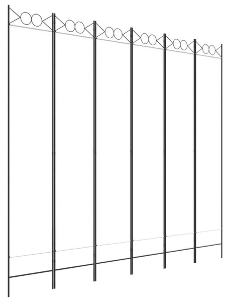 6-paneles fehér szövet térelválasztó 240x220 cm