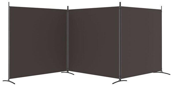 3 paneles barna szövet paraván 525x180 cm