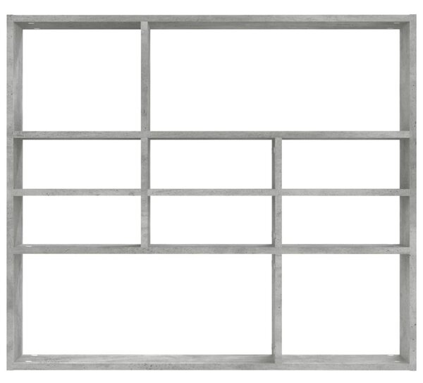 Betonszürke szerelt fa fali polc 90 x 16 x 78 cm