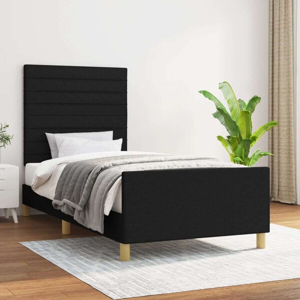 VidaXL sötéts szövet ágykeret fejtámlával 100 x 200 cm