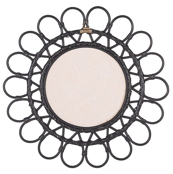 Falitükör BABAI 60 cm 60 cm Rattan Fekete