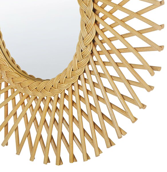 Falitükör TAGOLU 60 cm 60 cm Rattan Természetes