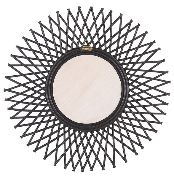 Falitükör TAGOLU 60 cm 60 cm Rattan Fekete