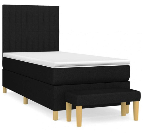 VidaXL fekete szövet rugós ágy matraccal 100 x 200 cm