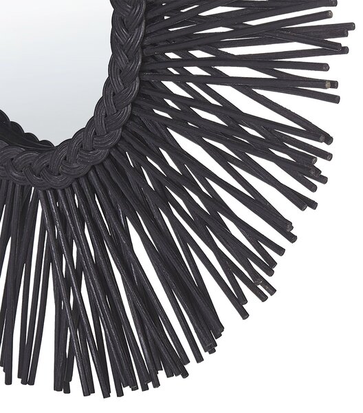 Falitükör KALASIN 60 cm 60 cm Rattan Fekete