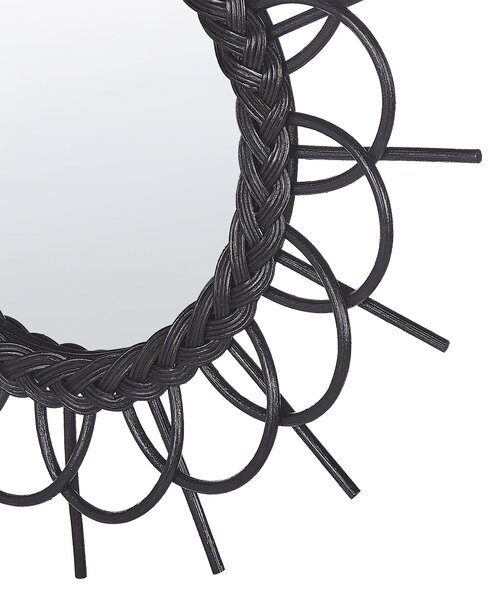 Falitükör TELAKIA 60 cm 60 cm Rattan Fekete