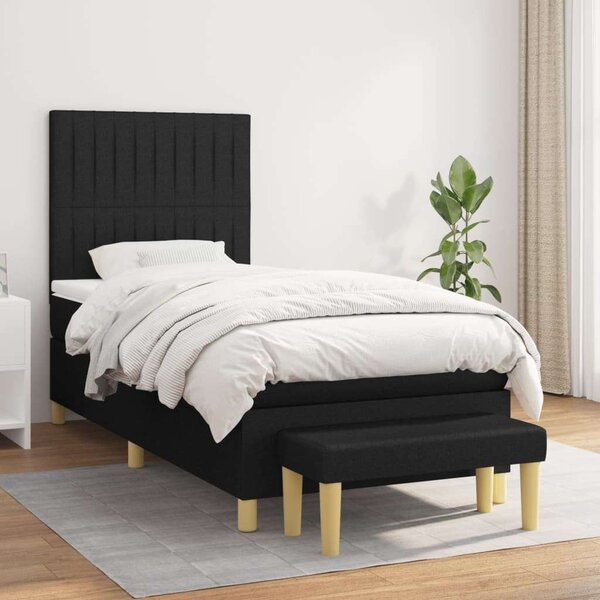 VidaXL fekete szövet rugós ágy matraccal 100 x 200 cm