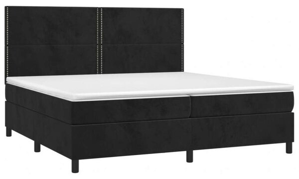 VidaXL Bársony Ágy Matraccal - Fekete - 200x200 cm