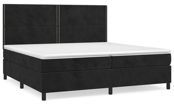 VidaXL Bársony Ágy Matraccal - Fekete - 200x200 cm