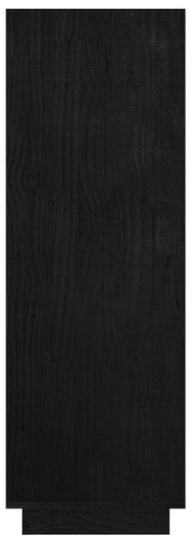 Fekete tömör fenyőfa könyvszekrény/térelválasztó 80x35x103 cm