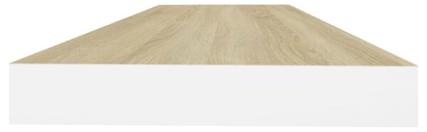 Tölgyszínű és fehér MDF lebegő fali polc 80 x 23,5 x 3,8 cm