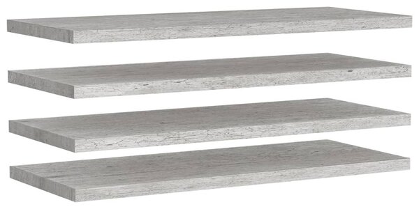 4 db betonszürke MDF lebegő fali polc 90 x 23,5 x 3,8 cm