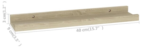 2 db sonoma tölgyfa fali polc 40 x 9 x 3 cm