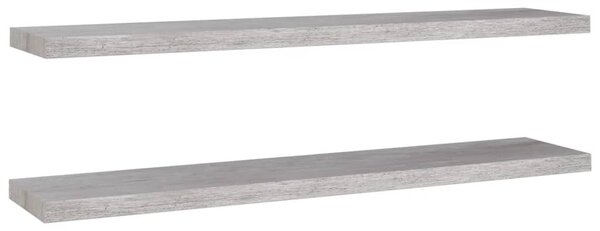 2 db betonszürke MDF lebegő fali polc 120 x 23,5 x 3,8 cm
