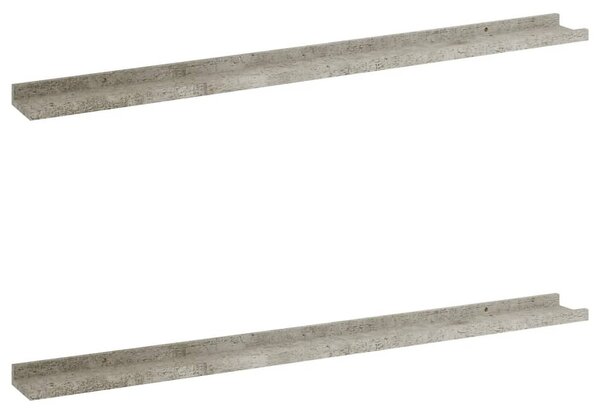 2 db betonszürke fali polc 100 x 9 x 3 cm