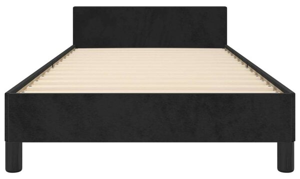 VidaXL fekete bársony ágykeret fejtámlával 90x190 cm