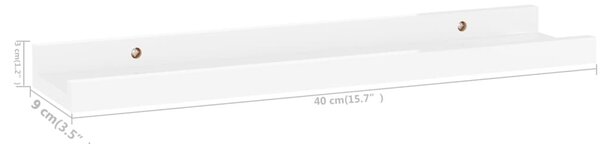4 db magasfényű fehér fali polc 40 x 9 x 3 cm