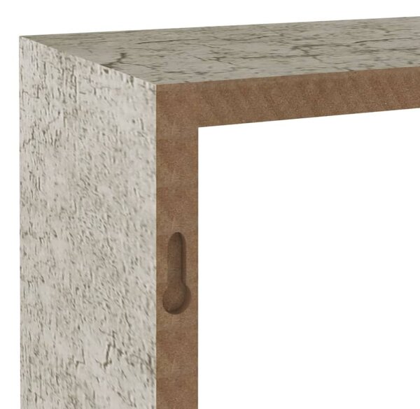 3 db betonszürke fali kockapolc