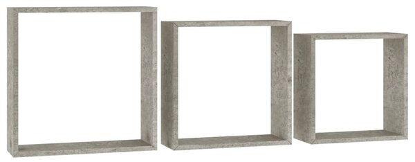 3 db betonszürke fali kockapolc