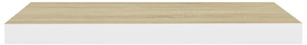 Tölgyszínű és fehér MDF lebegő fali polc 60 x 23,5 x 3,8 cm