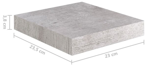 Betonszürke MDF lebegő fali polc 23 x 23,5 x 3,8 cm