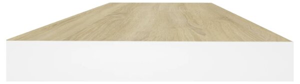Tölgyszínű és fehér MDF lebegő fali polc 60 x 23,5 x 3,8 cm