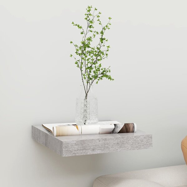 Betonszürke MDF lebegő fali polc 23 x 23,5 x 3,8 cm