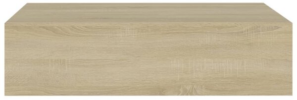2 db tölgyszínű MDF falra szerelhető fiókos polc 40x23,5x10 cm