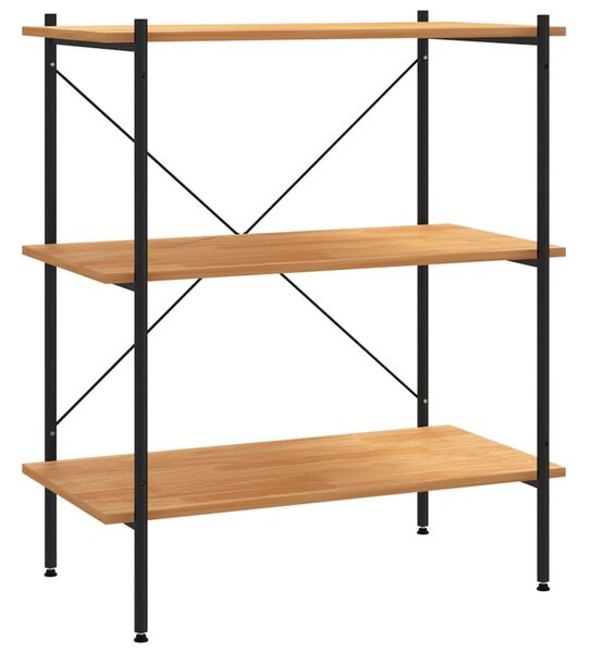 3-szintes fekete és tölgyfa polcrendszer 80 x 40 x 92 cm
