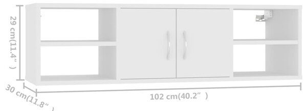 Fehér szerelt fa fali polc 102 x 30 x 29 cm