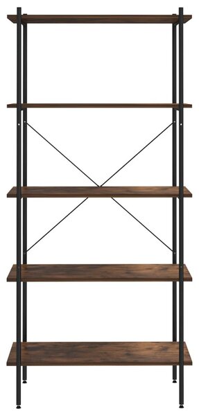 Fekete és sötét faszínű 4 szintes polcrendszer 80 x 40 x 163 cm