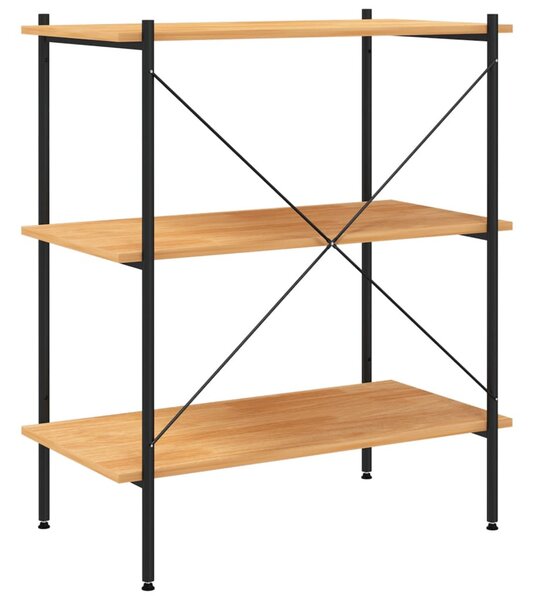 3-szintes fekete és tölgyfa polcrendszer 80 x 40 x 92 cm