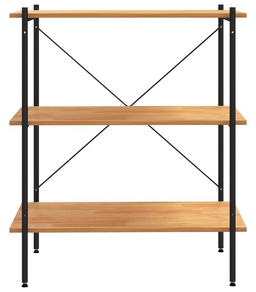 3-szintes fekete és tölgyfa polcrendszer 80 x 40 x 92 cm