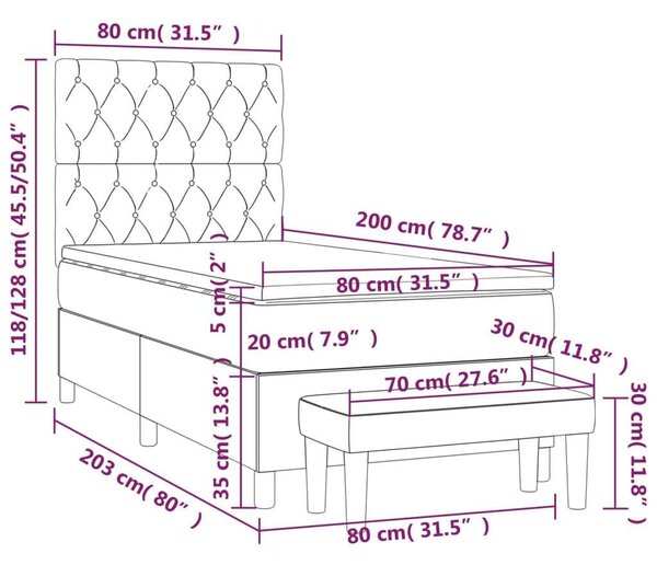 VidaXL Ágy 80x200 cm - Tópszín