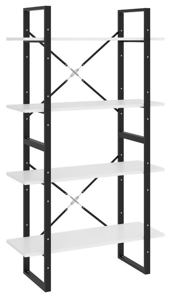 Négyszintes fehér szerelt fa könyvszekrény 80 x 30 x 140 cm