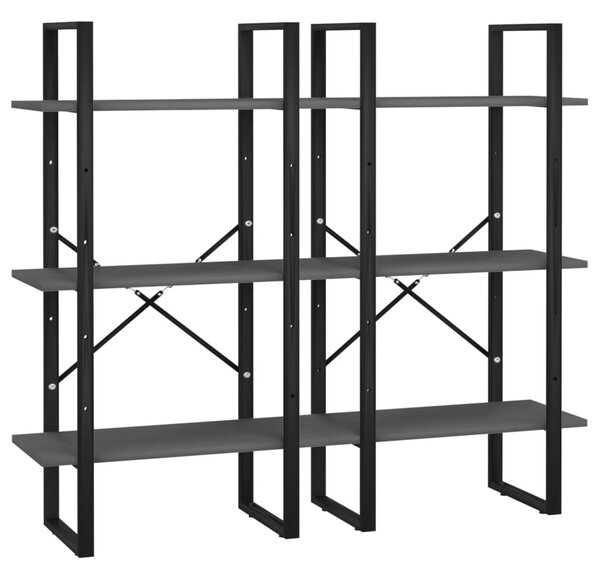 2 db szürke forgácslap tárolópolc 60 x 30 x 210 cm
