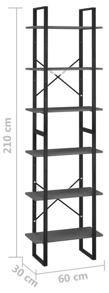 2 db szürke forgácslap tárolópolc 60 x 30 x 210 cm