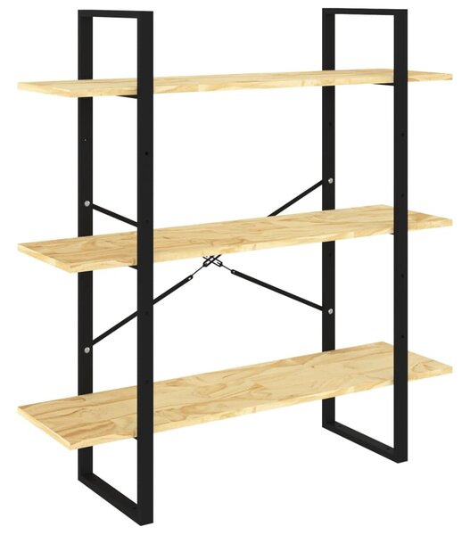Háromszintes tömör fenyőfa könyvszekrény 100 x 30 x 105 cm