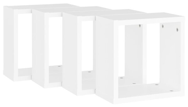 4 db fehér fali kockapolc 30 x 15 x 30 cm