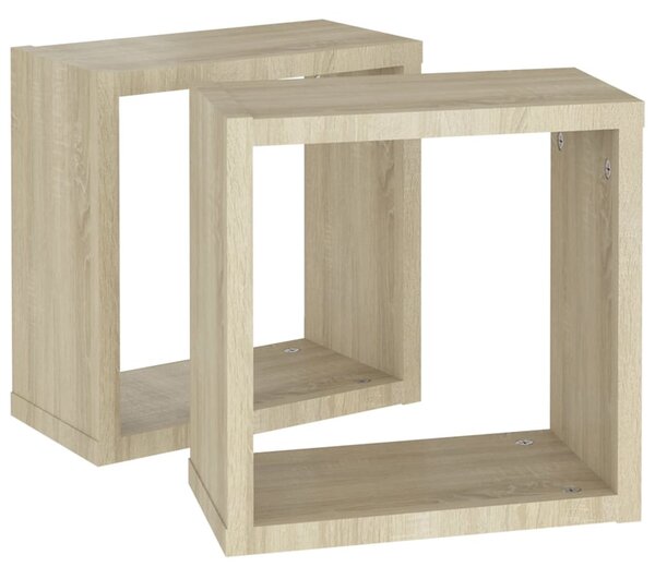 2 db sonoma tölgy színű fali kockapolc 30 x 15 x 30 cm