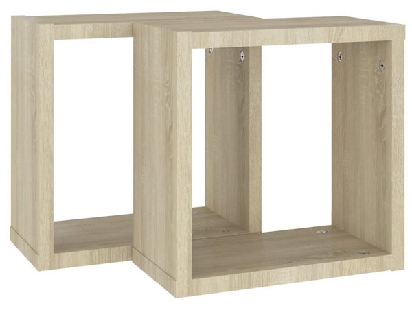 2 db sonoma tölgy színű fali kockapolc 30 x 15 x 30 cm
