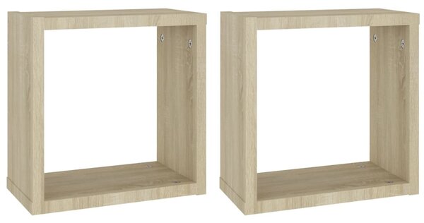 2 db sonoma tölgy színű fali kockapolc 30 x 15 x 30 cm