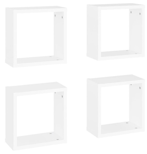 4 db fehér fali kockapolc 30 x 15 x 30 cm
